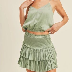 Top and skirt set sage green